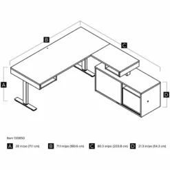 Bestar Pro-Vega L Shaped Adjustable Standing Desk With Credenza In White -CYMAX Sales 1962762 8 L