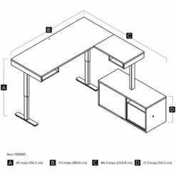 Bestar Pro-Vega L Shaped Adjustable Standing Desk With Credenza In White -CYMAX Sales 1962762 9 L