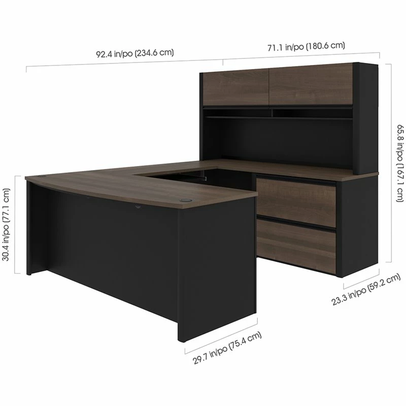 Bestar Connexion 5 Piece U Shaped Computer Desk In Antigua And Black 7 Bestar Connexion 5 Piece U Shaped Computer Desk In Antigua And Black - Image 5