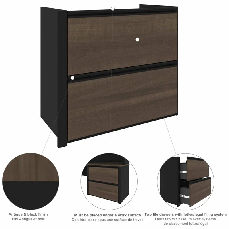 Bestar Connexion 5 Piece U Shaped Computer Desk In Antigua And Black 8 Bestar Connexion 5 Piece U Shaped Computer Desk In Antigua And Black - Image 6