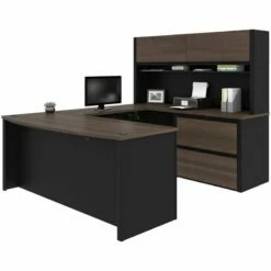 Bestar Connexion 5 Piece U Shaped Computer Desk In Antigua And Black