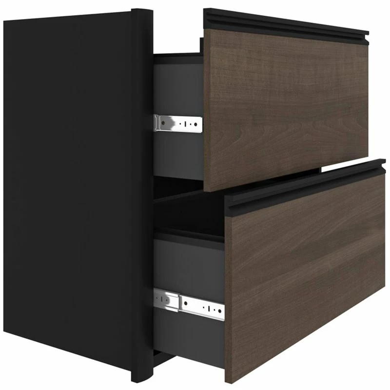 Bestar Connexion 5 Piece U Shaped Computer Desk In Antigua And Black 18 Bestar Connexion 5 Piece U Shaped Computer Desk In Antigua And Black - Image 16