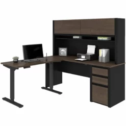 Bestar Connexion 2 Piece Standing Desk Set In Antigua And Black -CYMAX Sales 1962807 3 L