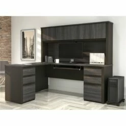 Bestar Prestige Plus L-Desk With Hutch In White Chocolate And Antigua -CYMAX Sales 1962815 10 L