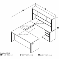 Bestar Prestige Plus U-Desk With Hutch In White Chocolate And Antigua -CYMAX Sales 1962816 20 L