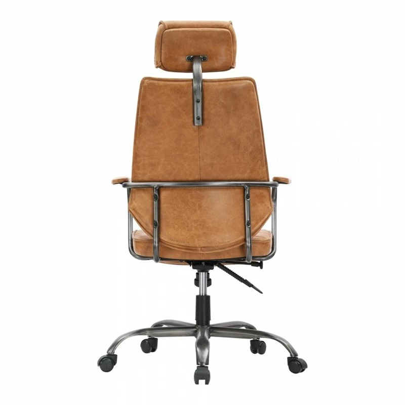 Executive Swivel Office Chair Cigare Tan Leather 6 Executive Swivel Office Chair Cigare Tan Leather - Image 4