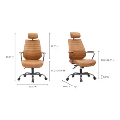Executive Swivel Office Chair Cigare Tan Leather 20 Executive Swivel Office Chair Cigare Tan Leather -CYMAX Sales 1964120 6 L