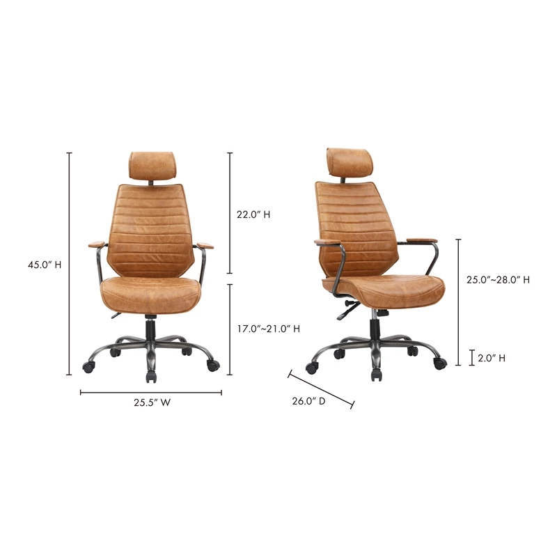 Executive Swivel Office Chair Cigare Tan Leather 9 Executive Swivel Office Chair Cigare Tan Leather - Image 7