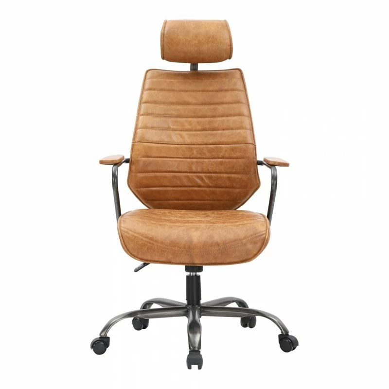 Executive Swivel Office Chair Cigare Tan Leather 4 Executive Swivel Office Chair Cigare Tan Leather - Image 2