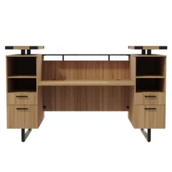 Safco Mirella Modern Wood Reception Desk In Sand Dune Beige Finish -CYMAX Sales 1965946 3 L