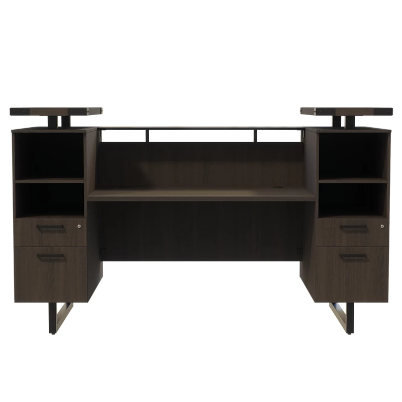 Safco Mirella Modern Wood Reception Desk In Southern Tobacco 6 Safco Mirella Modern Wood Reception Desk In Southern Tobacco - Image 4