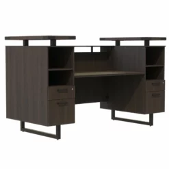 Safco Mirella Modern Wood Reception Desk In Southern Tobacco