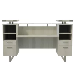 Mirella Reception Desk With Glass Countertop In White Ash -CYMAX Sales 1965956 3 L