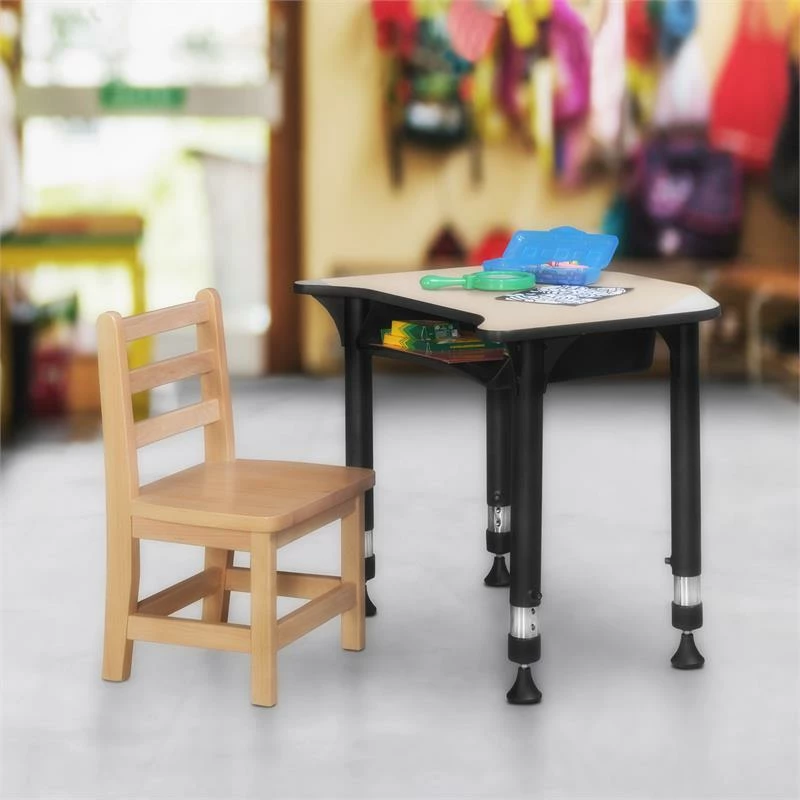 Ferris 26 In. X 24 In. Height Adjustable Student Desk With Book Storage- Beige 4 Ferris 26 In. X 24 In. Height Adjustable Student Desk With Book Storage- Beige - Image 2