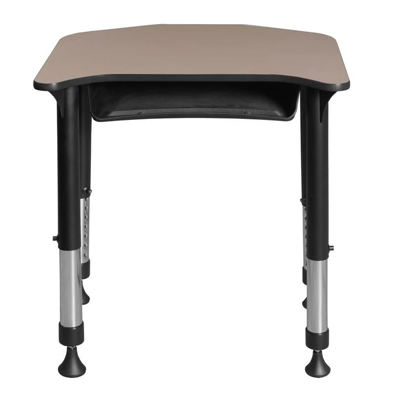 Ferris 26 In. X 24 In. Height Adjustable Student Desk With Book Storage- Beige 5 Ferris 26 In. X 24 In. Height Adjustable Student Desk With Book Storage- Beige - Image 3