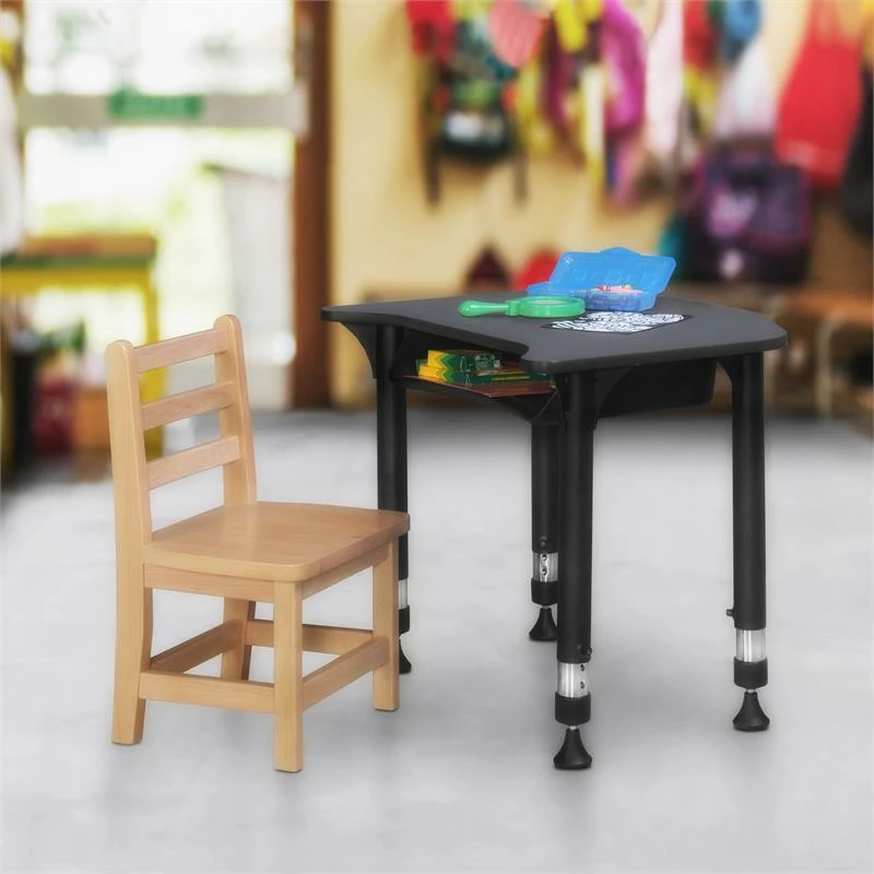 Ferris 26 In. X 24 In. Height Adjustable Student Desk With Book Storage- Grey 4 Ferris 26 In. X 24 In. Height Adjustable Student Desk With Book Storage- Grey - Image 2