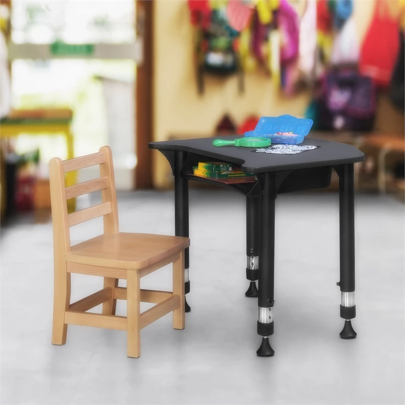 Ferris 26 In. X 24 In. Height Adjustable Student Desk With Book Storage- Grey 12 Ferris 26 In. X 24 In. Height Adjustable Student Desk With Book Storage- Grey - Image 10