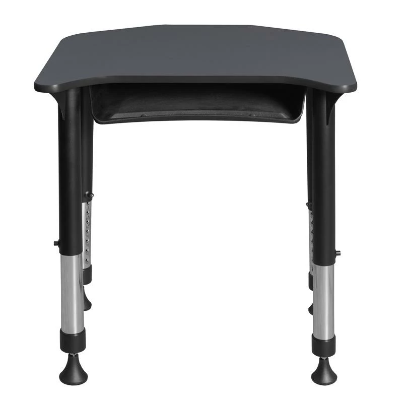 Ferris 26 In. X 24 In. Height Adjustable Student Desk With Book Storage- Grey 5 Ferris 26 In. X 24 In. Height Adjustable Student Desk With Book Storage- Grey - Image 3