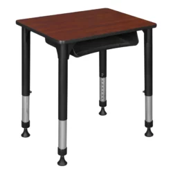 18.5 In. X 26 In. Rectangle Height Adjustable School Desk W/ Storage- Cherry -CYMAX Sales 1966525 7 L