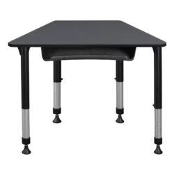 36 In. X 23 In. X 19 In. Trapezoid Adjustable School Desk W/ Storage- Grey -CYMAX Sales 1966527 10 L