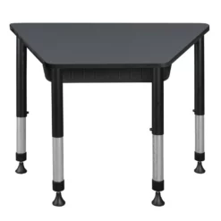 36 In. X 23 In. X 19 In. Trapezoid Adjustable School Desk W/ Storage- Grey -CYMAX Sales 1966527 2 L