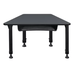 36 In. X 23 In. X 19 In. Trapezoid Adjustable School Desk W/ Storage- Grey -CYMAX Sales 1966527 4 L