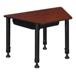 36 In. X 23 In. X 19 In. Trapezoid Adjustable School Desk W/ Storage- Cherry -CYMAX Sales 1966528 12 L