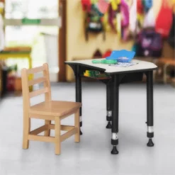 Ferris 26 In. X 24 In. Height Adjustable Student Desk With Book Storage- Maple -CYMAX Sales 1966565 11 L