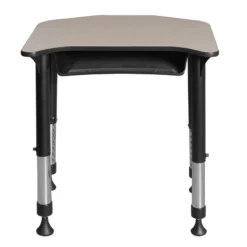 Ferris 26 In. X 24 In. Height Adjustable Student Desk With Book Storage- Maple -CYMAX Sales 1966565 12 L