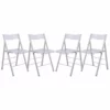 LeisureMod Modern Menno Acrylic Chrome Dining Folding Chair In Clear Set Of 2