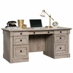 Sauder Palladia Engineered Wood Executive Desk In Vintage Oak Finish -CYMAX Sales 1967343 2 L