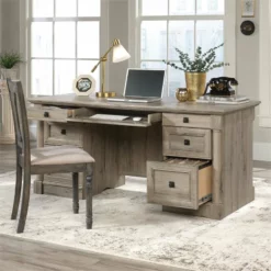 Sauder Palladia Contemporary Wood Executive Desk In Wind Oak -CYMAX Sales 1967343 8 L 1
