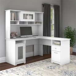 Cabot L Shaped Desk With Hutch In Heather Gray - Engineered Wood -CYMAX Sales 1967999 1 L