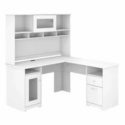 Cabot L Shaped Desk With Hutch In Heather Gray - Engineered Wood -CYMAX Sales 1967999 L