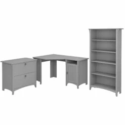 Bush Furniture Salinas 55W Corner Desk With File Cabinet & 5 Shelf Bookcase -CYMAX Sales 1969161 L