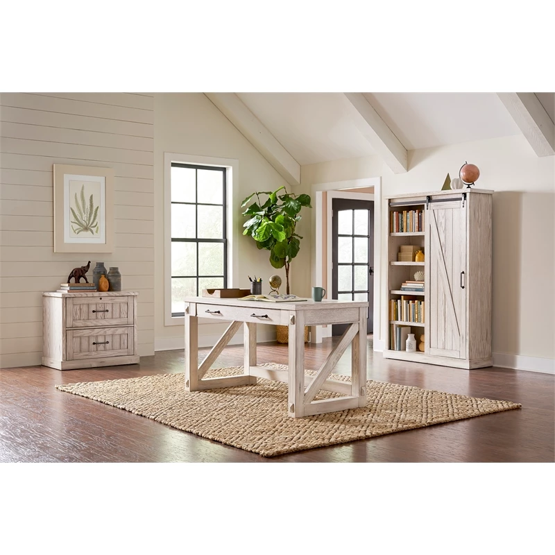 Martin Furniture Avondale Wood Writing Desk In Weathered White 9 Martin Furniture Avondale Wood Writing Desk In Weathered White - Image 7