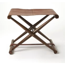 Butler Specialty Sutton Leather Folding Stool In Brown -CYMAX Sales 1969763 3 L