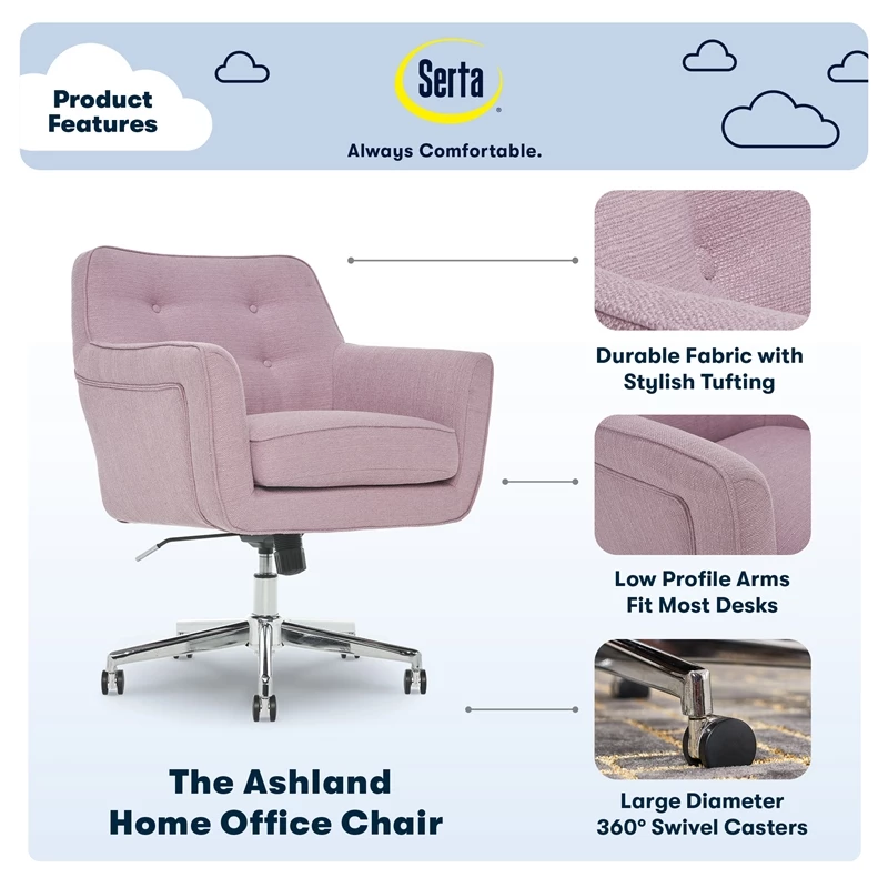 Serta Ashland Ergonomic Home Office Chair With Memory Foam Cushioning - White 11 Serta Ashland Ergonomic Home Office Chair With Memory Foam Cushioning - White - Image 9
