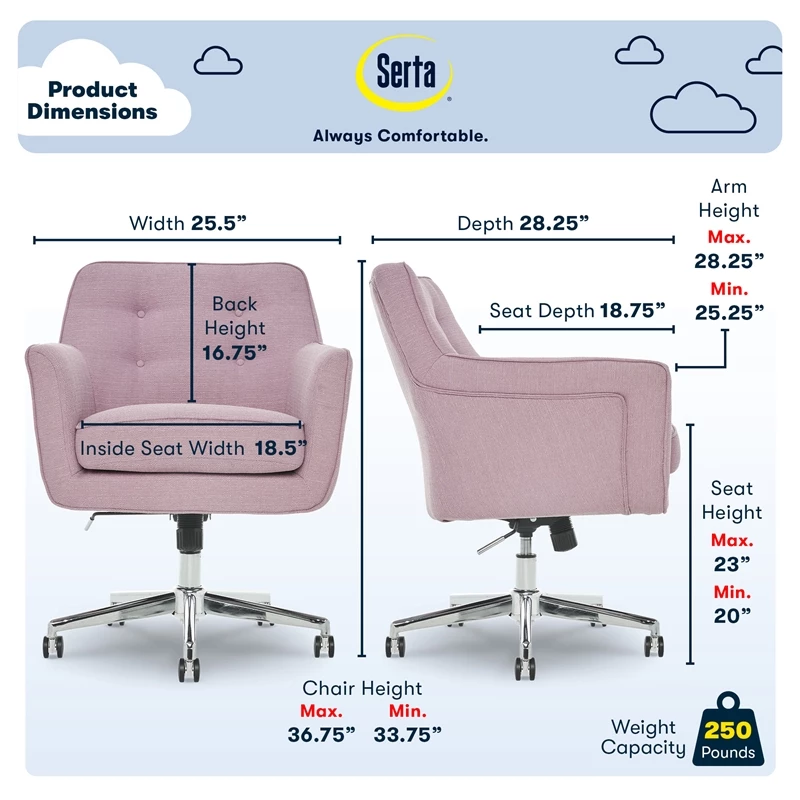 Serta Ashland Ergonomic Home Office Chair With Memory Foam Cushioning - White 13 Serta Ashland Ergonomic Home Office Chair With Memory Foam Cushioning - White - Image 11