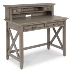 Homestyles Mountain Lodge Wood Desk With Hutch In Gray -CYMAX Sales 1971418 10 L