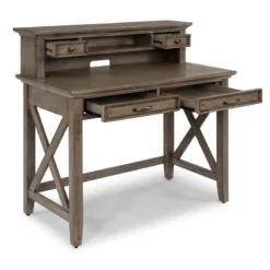 Homestyles Mountain Lodge Wood Desk With Hutch In Gray -CYMAX Sales 1971418 9 L