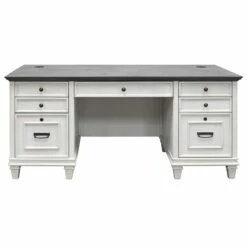Martin Furniture Hartford White Wood Double Pedestal Desk Executive Desk -CYMAX Sales 1971799 4 L