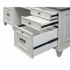 Martin Furniture Hartford White Wood Double Pedestal Desk Executive Desk -CYMAX Sales 1971799 6 L