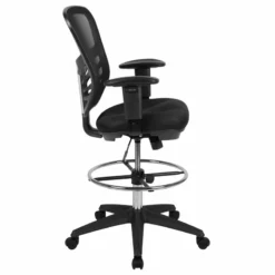 Flash Furniture Contemporary Mid Back Mesh Drafting Stool In Black -CYMAX Sales 1978064 10 L