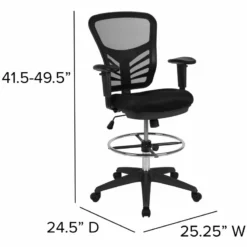 Flash Furniture Contemporary Mid Back Mesh Drafting Stool In Black -CYMAX Sales 1978064 8 L