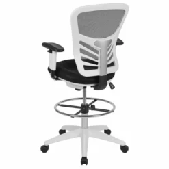 Flash Furniture Contemporary Mid Back Mesh Drafting Stool In Black -CYMAX Sales 1978066 11 L