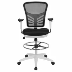 Flash Furniture Contemporary Mid Back Mesh Drafting Stool In Black -CYMAX Sales 1978066 2 L