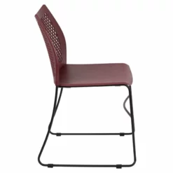 Flash Furniture Hercules Perforated Plastic Sled Base Stacking Chair In Burgundy -CYMAX Sales 1978094 10 L
