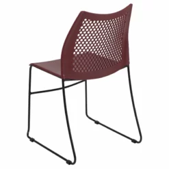Flash Furniture Hercules Perforated Plastic Sled Base Stacking Chair In Burgundy -CYMAX Sales 1978094 11 L