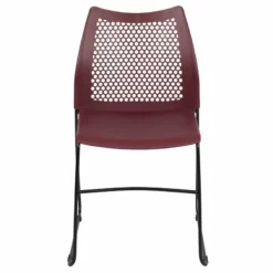 Flash Furniture Hercules Perforated Plastic Sled Base Stacking Chair In Burgundy -CYMAX Sales 1978094 2 L